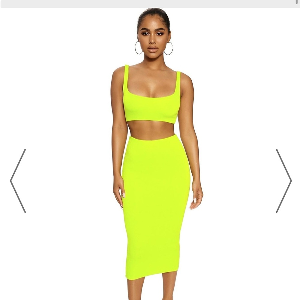 Naked wardrobe neon green cropped tank